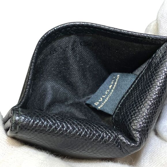 Bvlgari Coin Case Coin Purse Coin Purse Card Case Logo Black Grain Leather - Picture 8 of 10